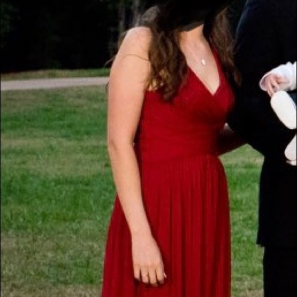 David’s bridal apple color bridesmaid dress